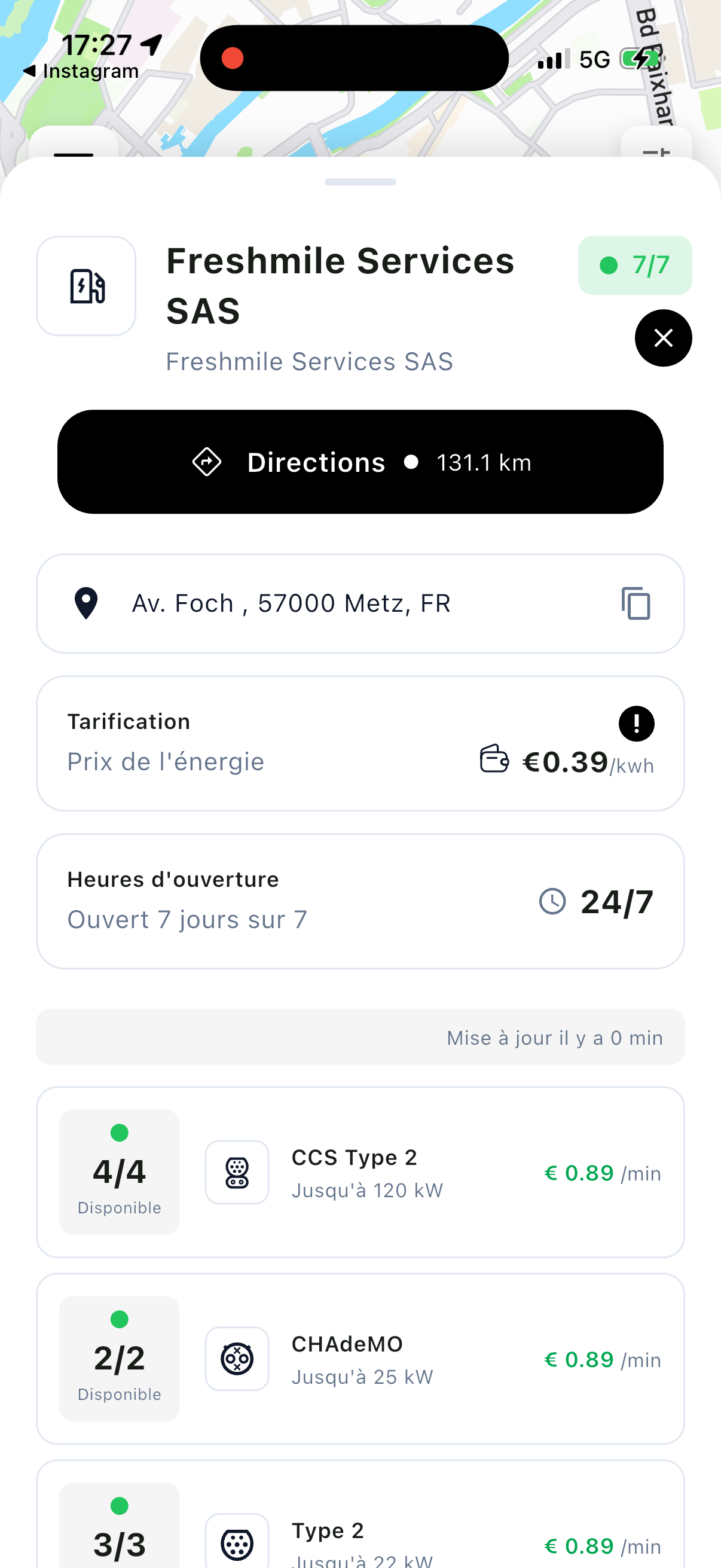 Détails et tarifs d’une station